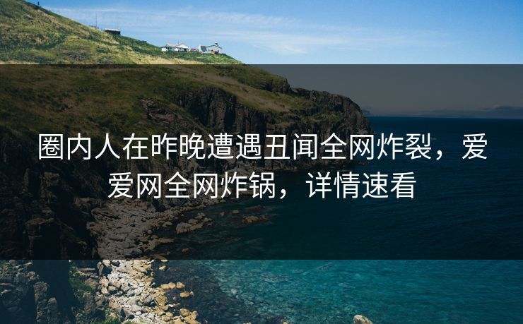 圈内人在昨晚遭遇丑闻全网炸裂，爱爱网全网炸锅，详情速看