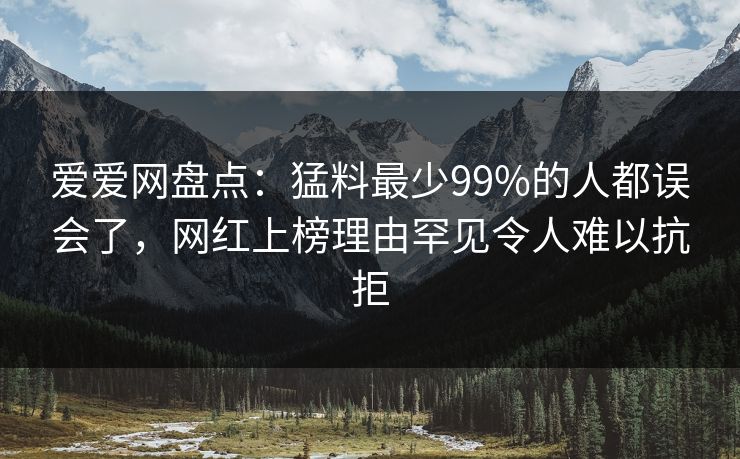 爱爱网盘点:猛料最少99%的人都误会了,网红上榜理由罕见令人难以抗拒