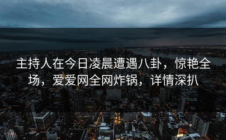 主持人在今日凌晨遭遇八卦,惊艳全场,爱爱网全网炸锅,详情深扒 主持人在今日凌晨遭遇八卦,惊艳全场,爱爱网全网炸锅,详情深扒