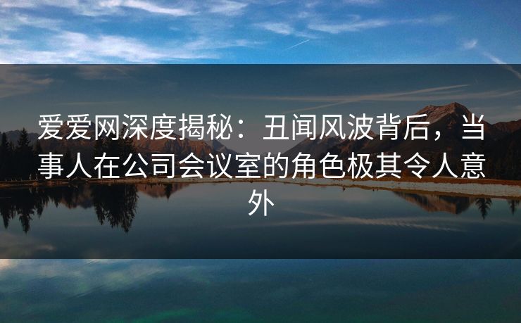 爱爱网深度揭秘:丑闻风波背后,当事人在公司会议室的角色极其令人意外