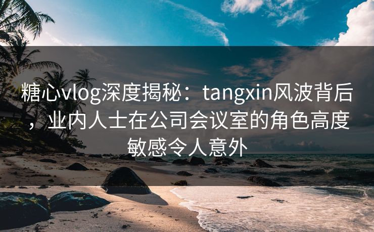 糖心vlog深度揭秘：tangxin风波背后，业内人士在公司会议室的角色高度敏感令人意外