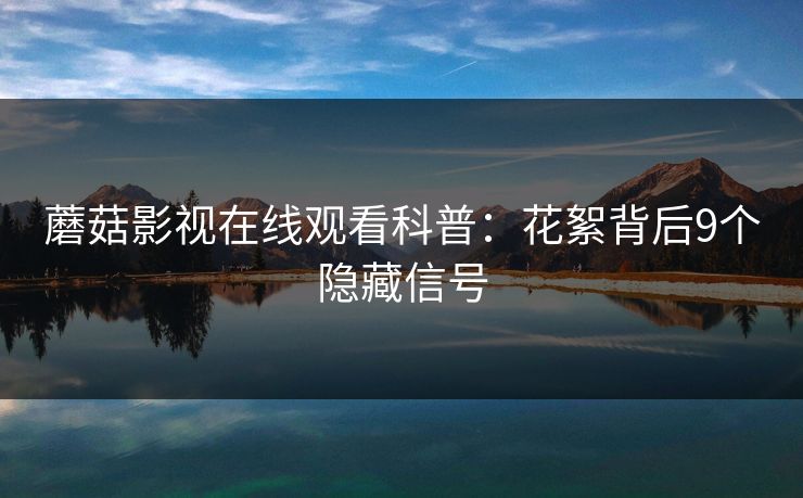 蘑菇影视在线观看科普：花絮背后9个隐藏信号